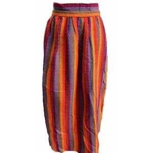 Vtg 60s 70s Boho HTF Maxi Skirt Mod XS XS Rainbow Geo Knit High Waist OOAK USA